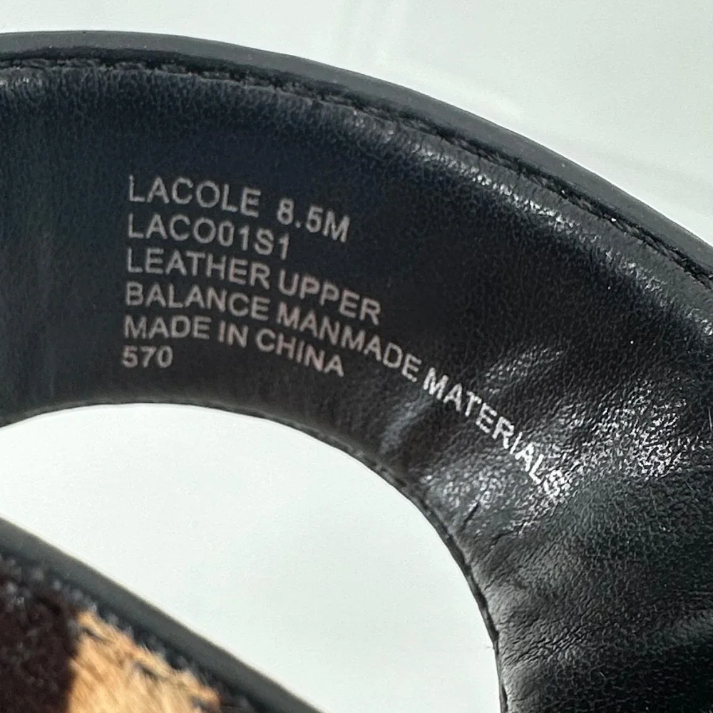 Steve Madden Leopard Print Calf Hair‎ Slide Sandals Women 8.5 Lacole Tan Black